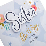Flowers And Star Design Sister Birthday Card