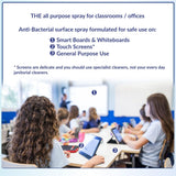 AF Anti-bac+ Sanitising Smart Board/Whiteboard & Surface Cleaning Spray For Enamel Whiteboards Ink Removal, Desks, Door handles, Gym Equipment and more. 250ml Pump Spray Bottle.