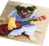 Pug & Ukulele Design Funny Greetings Card Blank Inside