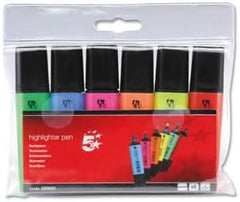 5 Star Highlighters Chisel Tip 1-4mm Line Assorted [Wallet 6] (2)