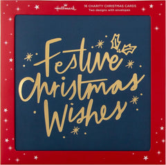 Text Based Gold, Red, Blue Pack of 16 Cards in 2 Designs Multipack Christmas Cards