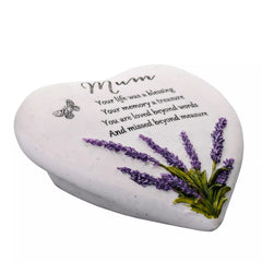 Thoughts Of You Heart Outdoor Memorial Plaque with Lavender design, Mum