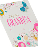 Grandma Birthday Card – Elegant Flower & Butterfly Design with Gold Foil and 3D Detailing