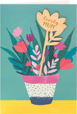 Mother's Day Card With Envelope - Bright Potted Plant Design, 149x229mm