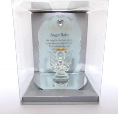 Thoughts of you Memorial Glass Angel Baby Ornament with Verse
