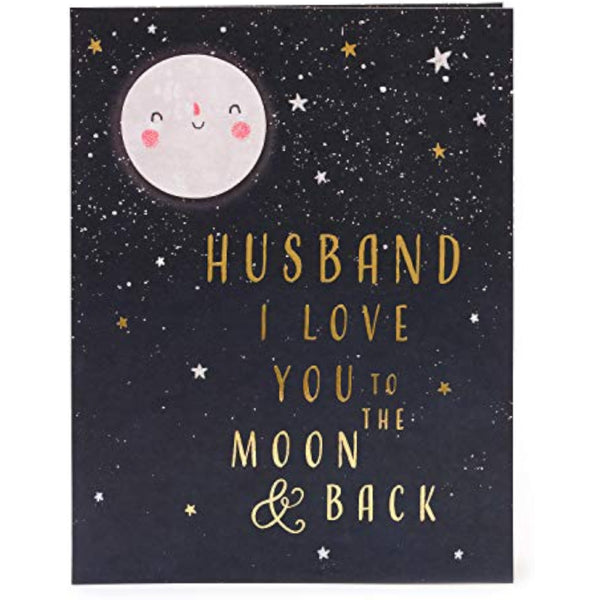 Watermark Husband Anniversary Card - Anniversary Card for Husband - Cute Card for Husband - Romantic Anniversary Card - I Love You to The Moon and Back - Gift Card for Him