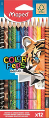 Maped Color’Peps Animal Print Colouring Pencils – Pack of 12 | Fun & Vibrant Art for Kids