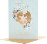 Christmas Card for Wife - Festive Gold Design