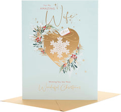 Christmas Card for Wife - Festive Gold Design