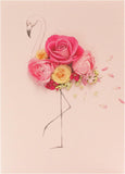 Pink Floral Flamingo Birthday Card