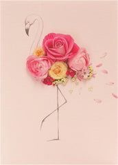 Pink Floral Flamingo Birthday Card