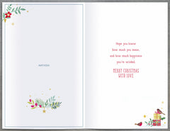 Blue Door with Wreath Grandmother & Grandfather Christmas Card