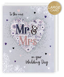 Mr & Mrs Text on Heart Wedding Card