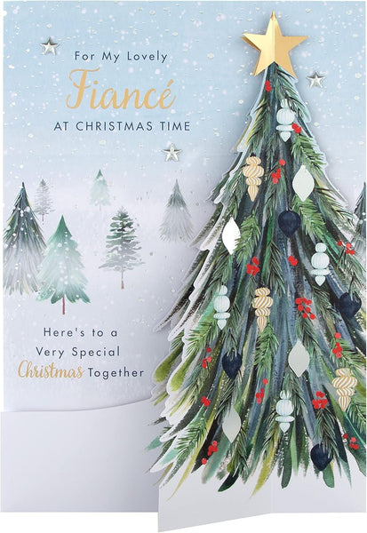 Hallmark Boxed Christmas Card for Fianc� - Classic Winter Scene with Tree Design