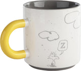 Snoopy & Woodstock Ceramic Mug – Grey with Yellow Handle, 440ml