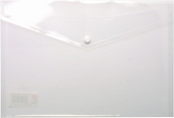 A4 Clear Stud Wallet Folder Plastic Document Holder File Popper Wallets (Pack of 5)