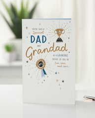 UK Greetings Father's Day Card for Dad/Grandad - Blue & Gold Design