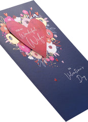 UK Greetings Valentine's Day Card For Wife - Floral Heart Design