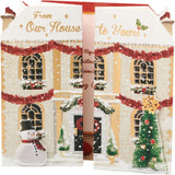 UK Greetings Christmas Card for Family - Festive House Shaped Design