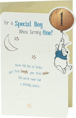 Disney Winnie The Pooh Baby Boy 1st Birthday Card