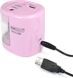 Rapesco 1446 PS12-USB Automatic/Electric Pencil Sharpener with USB or Battery (not Included) Charging, Candy Pink