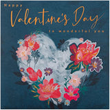 Hallmark Valentine's Day Card, Classic Floral Heart Design, Deep Blue Flower heart, 19.8 x 19.8 cm