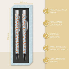 TGSC - Ballpoint Pen Gift Set | Foxy Tales Design | 2-pack Writing Pens For Women | Gift Pen Box | Effortless Writing, Ballpoint Pens - Ladies Pens Gift Boxed | Pretty Pens | Pen Sets For Ladies