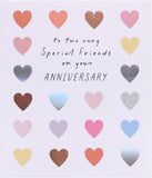 Colourful Hearts Design Anniversary Card for Special Friends – Bright & Loving Greeting