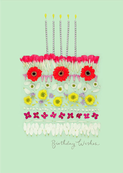 Floral Cake Design Into The Meadow Birthday Wishes Card
