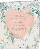 Mother's Day Card With Envelope - Heart & Leaves Design,159x184mm
