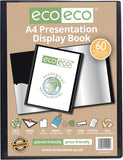 A4 Black 60-Pocket Presentation Display Book – 50% Recycled, Eco-Friendly & Durable