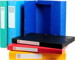 Exacompta - Ref 50300E - Elasticated Filing Archive Box - 270 x 340mm in Size, 25mm Spine, 600gsm Premium Pressboard, Elastic Closure - Assorted Colours