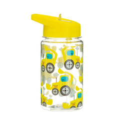 Sass & Belle Digger Bottle � 400ml Yellow BPA-Free Reusable with Foldable Straw Lid � Fun Construction Truck Design, kids water bottle for Boys or Girls, Dishwasher Safe, good for School & Travel