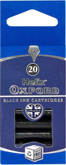 Oxford Helix Black Ink Cartridges - Pack of 20 | Refill for Fountain Pens