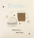 Hallmark Birthday Card for Brother - Classic Glitter Embellished Beer and Burger Design