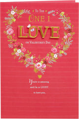 Floral Heart Design for The One I Love Valentine's Day Card