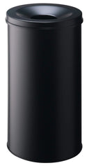 Durable SAFE Metal Waste Bin 60 Litre Capacity with Self-Extinguishing Lid for Fire Safety Black - 330701