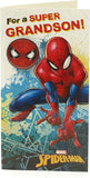 Spiderman Birthday Card For Grandson With Spiderman Face Badge