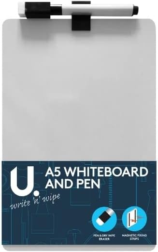 Martello U. Magnetic Write & Wipe A5 Whiteboard & Pen, (P2264)