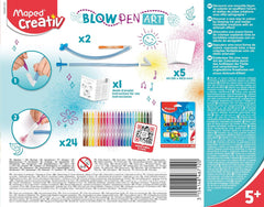 Maped Creativ Blow Art Kit | 24 Felt Tip Pens + 2 Airbrush Tools for Creative Kids