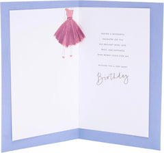 UK Greetings Birthday Card for Daughter - Purple Dress Design - Thinking of You Range