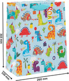 Glick Luxury Gift Bag, Dinosaur Roar Birthday Large Celebration Bag with Dinosaurs for Boys, Paper Salad Juniors Multi-Colour, 260w x 315h x 135d mm,Blue