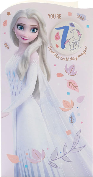Disney 7th Birthday Card For Her/Girl With Envelope - Frozen Design With Elsa
