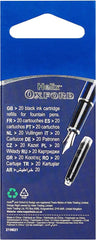 Oxford Helix Black Ink Cartridges - Pack of 20 | Refill for Fountain Pens