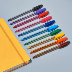 TriGrip Ballpoint Pens - Assorted Colours Pack of 10 | Comfortable Grip for Smooth Writing
