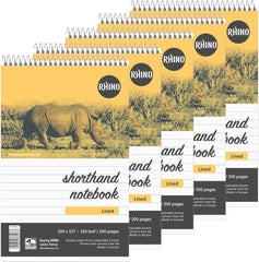 Rhino 200 x 127 Shorthand Notebook 300 Pages / 150 Leaf 8mm Lined (Pack of 5)