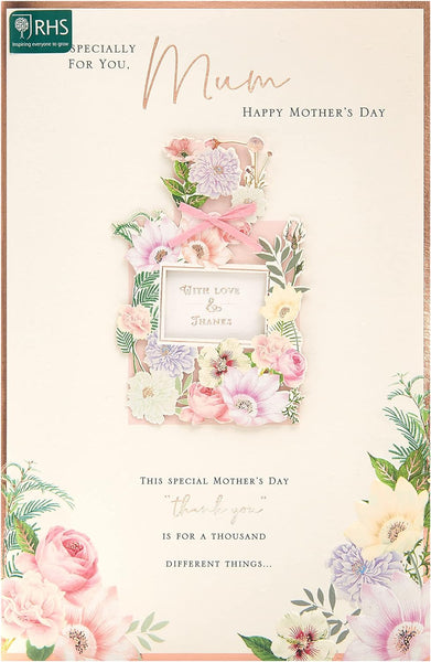 Mother's Day Card With Envelope - Pretty Perfume Design, White, 194x295mm