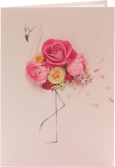 Pink Floral Flamingo Birthday Card