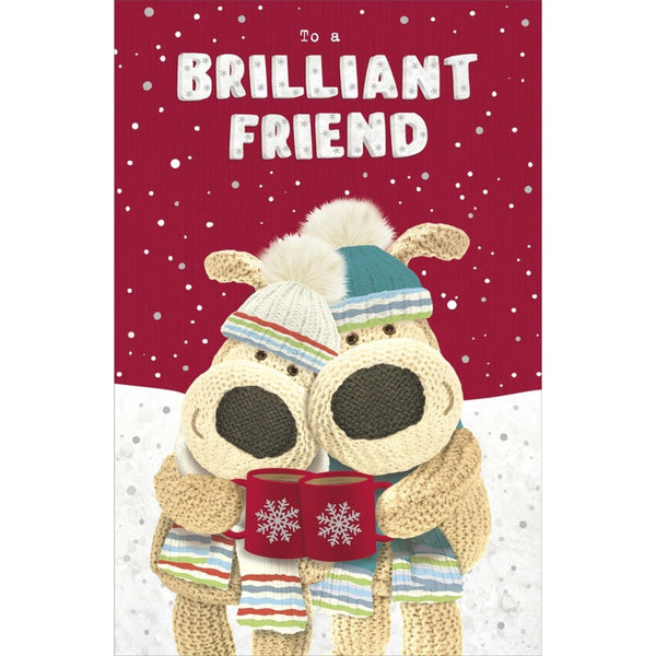 Boofles With Coffee Mugs Friend Christmas Card
