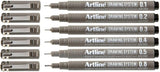 Artline 0.1mm/ 0.2mm/ 0.3mm/ 0.4mm/ 0.5mm/ 0.8mm Drawing System - Black